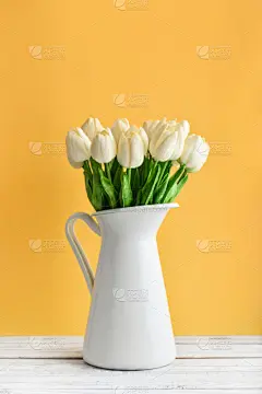 郁金香,白色,花束,水壶,贺卡,复活节,珐琅,清新,法国,浪漫