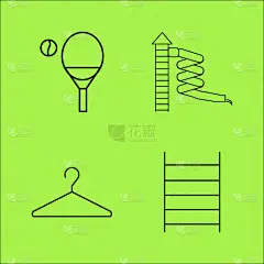 轮廓,直的,运动,图标集,乒乓球,矢量,图像,标志,挂衣架
