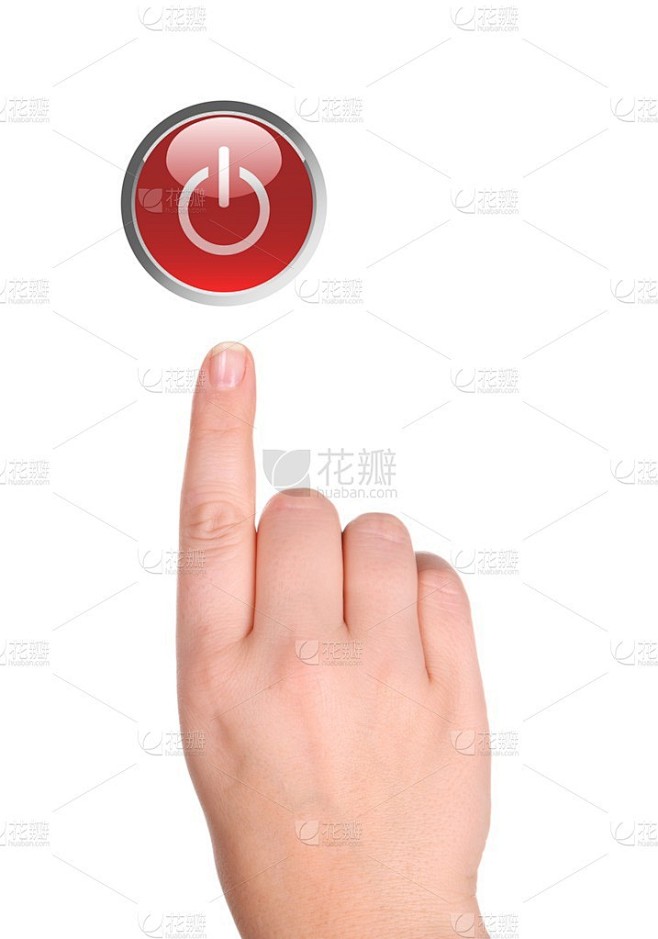 手按下红色电源按钮