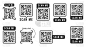 QR代码集。带有文字扫描和QR代码的框架模板,用于智能手机、移动应用程序、支付和折扣.快速反应代码。