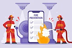 (源站可下源文件)手绘防火插画/Hand drawn fire prevention illustration