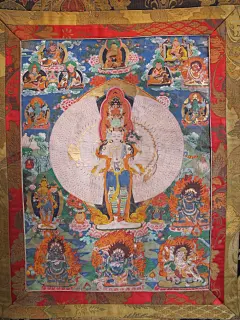 ▌三美文化▍西藏手绘矿物质彩唐 老唐卡千手观音 唐卡 s007-淘宝网