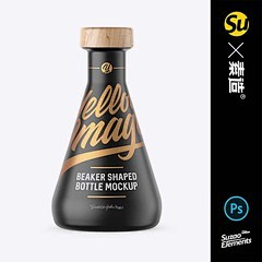 烧杯形状陶瓷材质酒饮水料瓶子PSD样机包...
