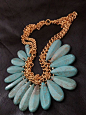 Dilarasyon: Turquoise, Necklace, Unique, Handmade, One of a kind on Gold Chain.@北坤人素材