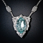 Art Deco Aquamarine and Diamond Necklace@北坤人素材