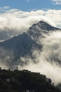 山顶,云,有包装的,早晨,苏瓦,垂直画幅,天空,无人,云景,明亮