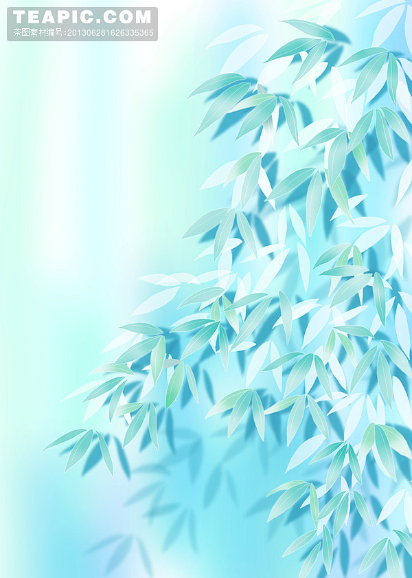 蓝色淡雅树叶光泽背景素材