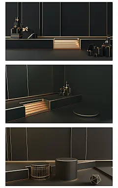黑金电商炫酷高端大气3D展位展台活动banner设计C4D素材模板-淘宝网