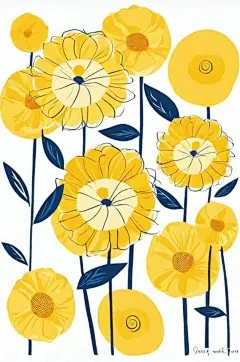 插画野菊花数字艺术