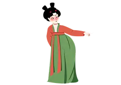 手绘唐朝人物元素插画素材