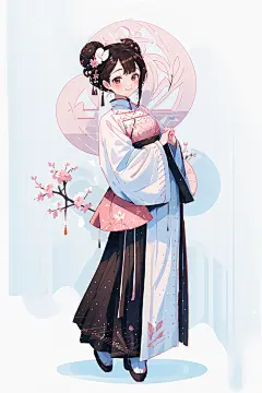 卡通可爱少女古装美女汉服女生人物插画
