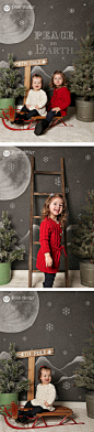 Adorable and unique children's Christmas portraits with a chalkboard backdrop.