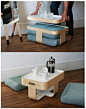 Mister T is a multi-functional piece of furniture--it's a table, tray, seat, and footrest all rolled into one. Snazzy. | Tiny Homes