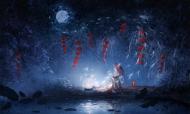 飞鸟与光_桃可可__插画师作品_涂鸦王国...