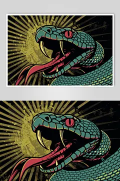 AI数字艺术蛇年漫画风插画