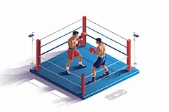 扁平风体育场运动微缩沙盘插画