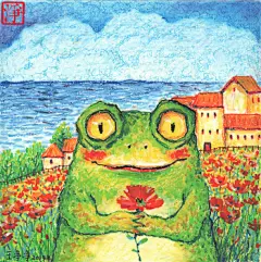 油画棒（蜡笔）绘制的动物插画-花卉插画-古田路9号-品牌创意/版权保护平台