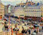 印象派画家卡米耶·毕沙罗油画风景作品《巴黎勒阿弗尔地区的街景》