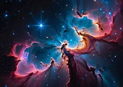 点击来源直接获取大图文件 |色彩斑斓的太空星系星云云团。繁星之夜的宇宙。宇宙科学天文学。超新星背景壁纸。生成式AI