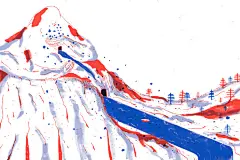 #插画与绘本# 早，分享葡萄牙插画师 Carolina Celas 的 zine 作品：大山和小石的爱情故事。 ​​​​