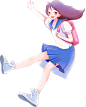 开心、挥手女孩 插画