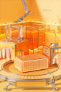 3D立体橙色工厂机械展台电商促销双十一场景图片_潮国创意