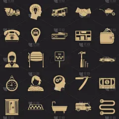 时尚,计算机图标,横截面,简单,商务,计算机,技术,布置,打电话,沟通