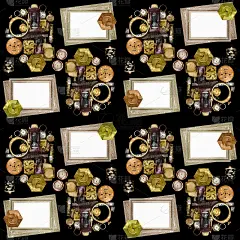 无缝模式的旧破手表和空框架上的黑色背景