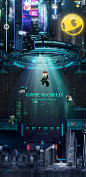 future Game World 像素 创意合成 创意海报 成都 未来 游戏 虚拟世界 赛博朋克