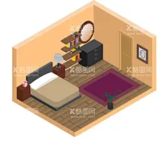 卧室   - 源文件下载【酷图网】卧室,房间,手绘卧室,卧室矢量图,家居,柜子,家具,沙发,家,城市,房屋,屋子,