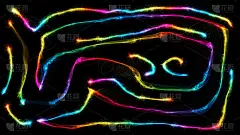 彩色波浪的3D插图看起来像烟