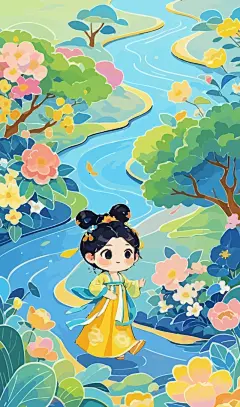 古典胖女孩矢量图形插画元素
