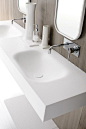 Moode | washbasin countertop by Rexa Design double corian® washbasin countertop, Moode collection | Corian Bathroom Countertops | Bathroom Countertops Ideas | Bathroom Counter Decor | Bathroom Countertops With Sink | Inexpensive Bathroom Countertop Option