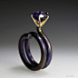 Ela Cindoruk18k黄金、 钛、紫水晶戒指