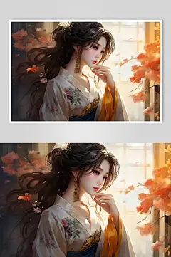 AI数字艺术新中式中国风美女人物插画-众图网