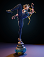Chun-li Statue, Vinicius Cardoso : This model started as a anatomy study but after some time working on it i decided to turn in to a chun-li statue. For the sculpt i used zbrush and for the renders i used cycles on blender