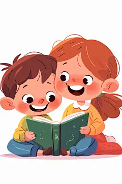 AI数字艺术儿童看书阅读学习插画