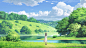 Lake and hill