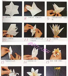 创意 手工 折纸 DIY 酷玩 百合  六瓣百合花折纸DIY。喜欢百合的纯白 爱百…
