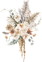 水彩清新花卉植物LOGO图标婚礼海报装饰透明免抠PNG图案装饰素材 (3)