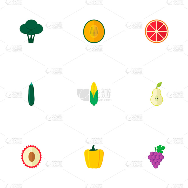 维生素,符号,扁平化设计,荔枝,蔬菜,清...