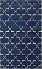 Handmade Luna Moroccan Trellis Navy Wool Rug mediterranean rugs