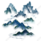 水墨山剪影山线条中国风山峰古风PNG素材