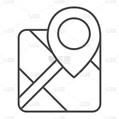 图钉,细的,线图标,全球定位系统,旅途,公路,品牌名称,距离标记,搜寻