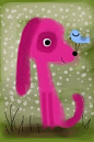 Pink pup and bird.  Terry Runyan via Brushes app on iPhone.