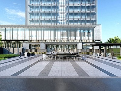 现代水景 入口水景 办公区入口景观 岗亭【ID:1126927352】