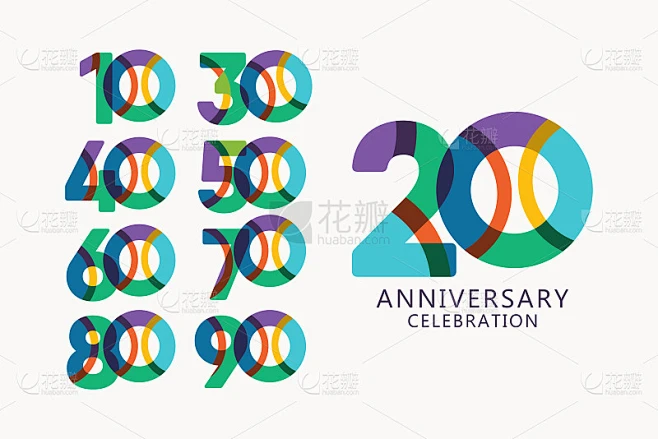 20周年庆典标志矢量模板设计插图素材-花瓣网