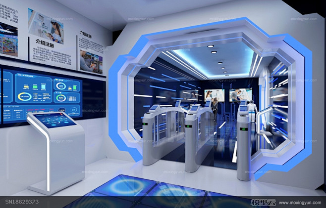 现代无人超市科技展厅3d模型效果图