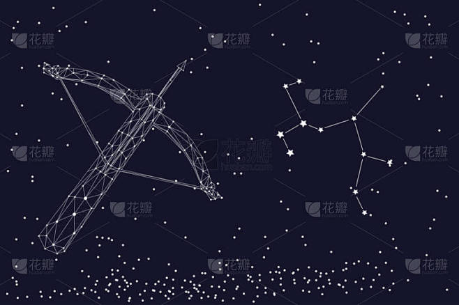 十二生肖标志射手座。占星术星座的象征。水平横幅.