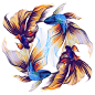 WATERCOLOR FISH : ALVINA DENISENKO - WAERCOLOR PAINTING, SEAMLESS PATTERN WITH FISH